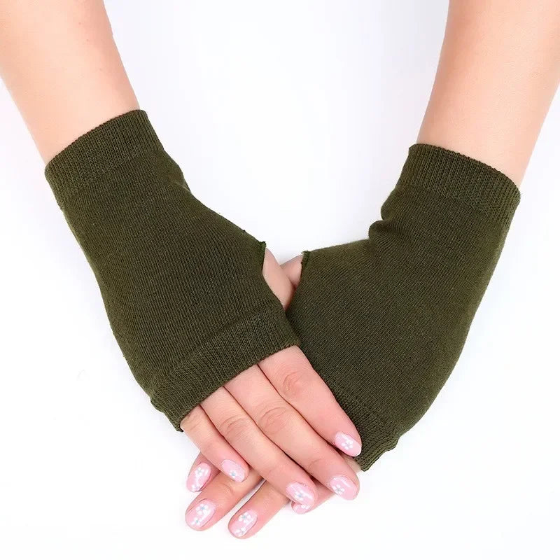 2024 New Women Long Fingerless Gloves Winter Mitten Knitted Warmer Arm Sleeve Thin Casual Soft Fingerless Unisex Gloves