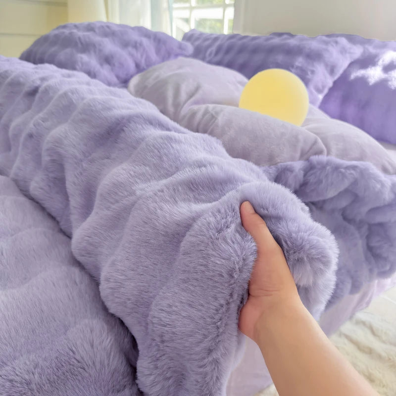 2025 New Class A Bubble Rabbit Fleece Quilt Cover  Thicken The Warm Duvet Cover in Autumn and Winter Skin-friendly Bedding