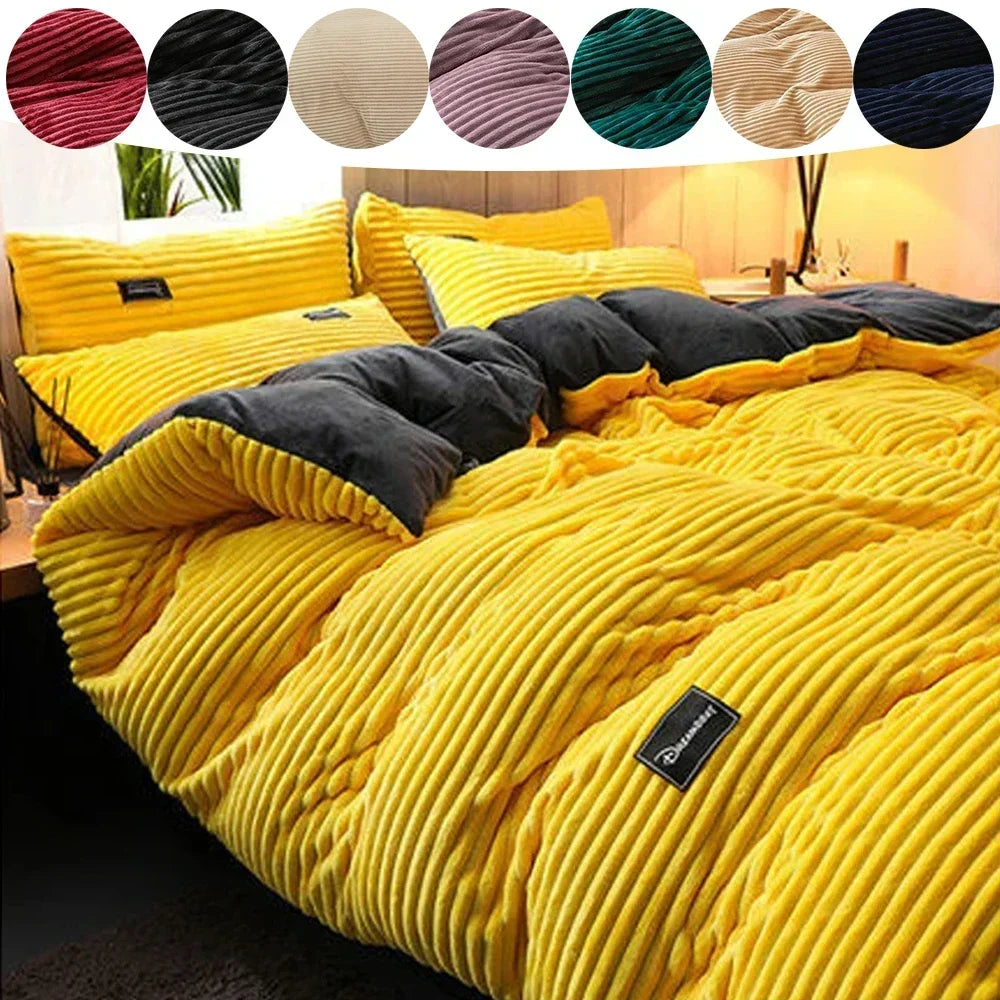Winter Warm Velvet Duvet Cover Couple 2 People Double Quilt Cover 150/180/200/220 Bedding Twin Queen King Comforter Duvet Covers