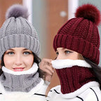 2/3pcs set of winter hat scarf and gloves made of windproof thick plush knit method ideal gift for Christmas Outdoor leisure hat