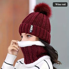 2/3pcs set of winter hat scarf and gloves made of windproof thick plush knit method ideal gift for Christmas Outdoor leisure hat