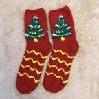 Christmas Red Thickened Coral Fleece Slippers Women's Home Socks Cozy Plush Autumn Winter Floor Socks Warmth And Style