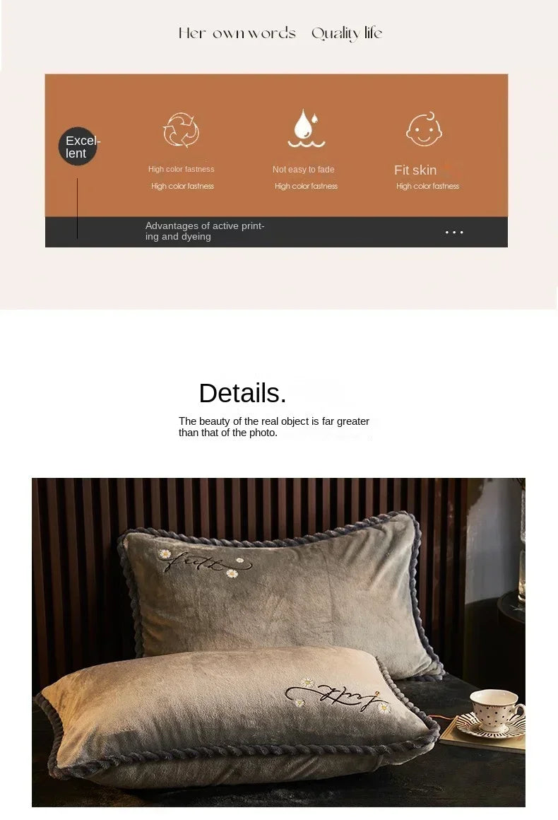 New Blue Milk Velvet Soft and Warm Duvet Cover Queen Size Double-Sided Plush Winter Blanket Bedding Luxury Duvet Cover