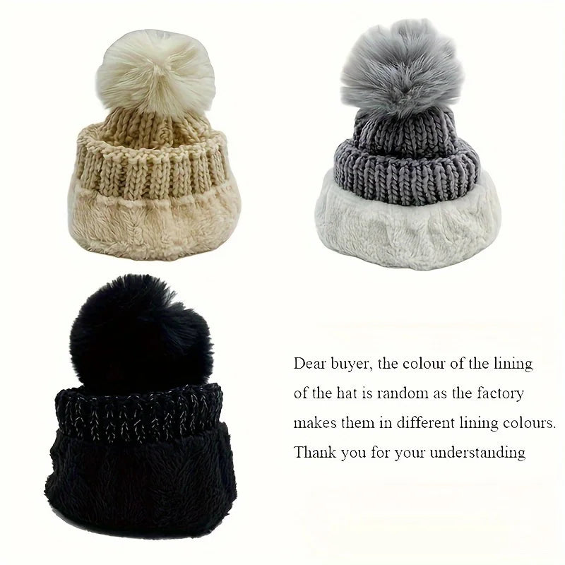 2/3pcs set of winter hat scarf and gloves made of windproof thick plush knit method ideal gift for Christmas Outdoor leisure hat