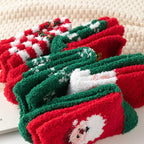 Christmas Red Thickened Coral Fleece Slippers Women's Home Socks Cozy Plush Autumn Winter Floor Socks Warmth And Style