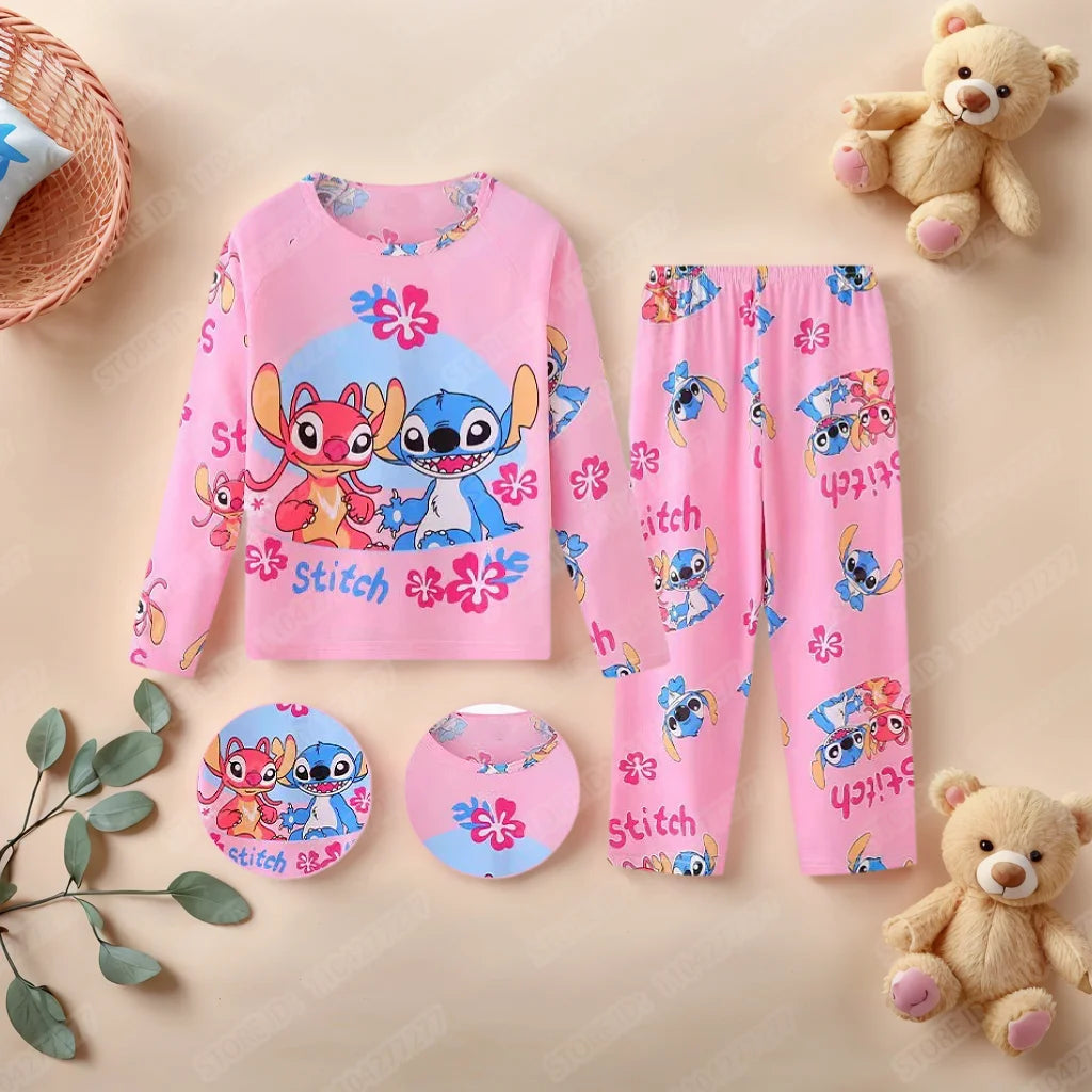 Kids Stitch Pajamas for Boys Girls Home Wear Kids Casual Sleepwear Long Sleeve Pajamas Bottoms Suit Christmas Gifts