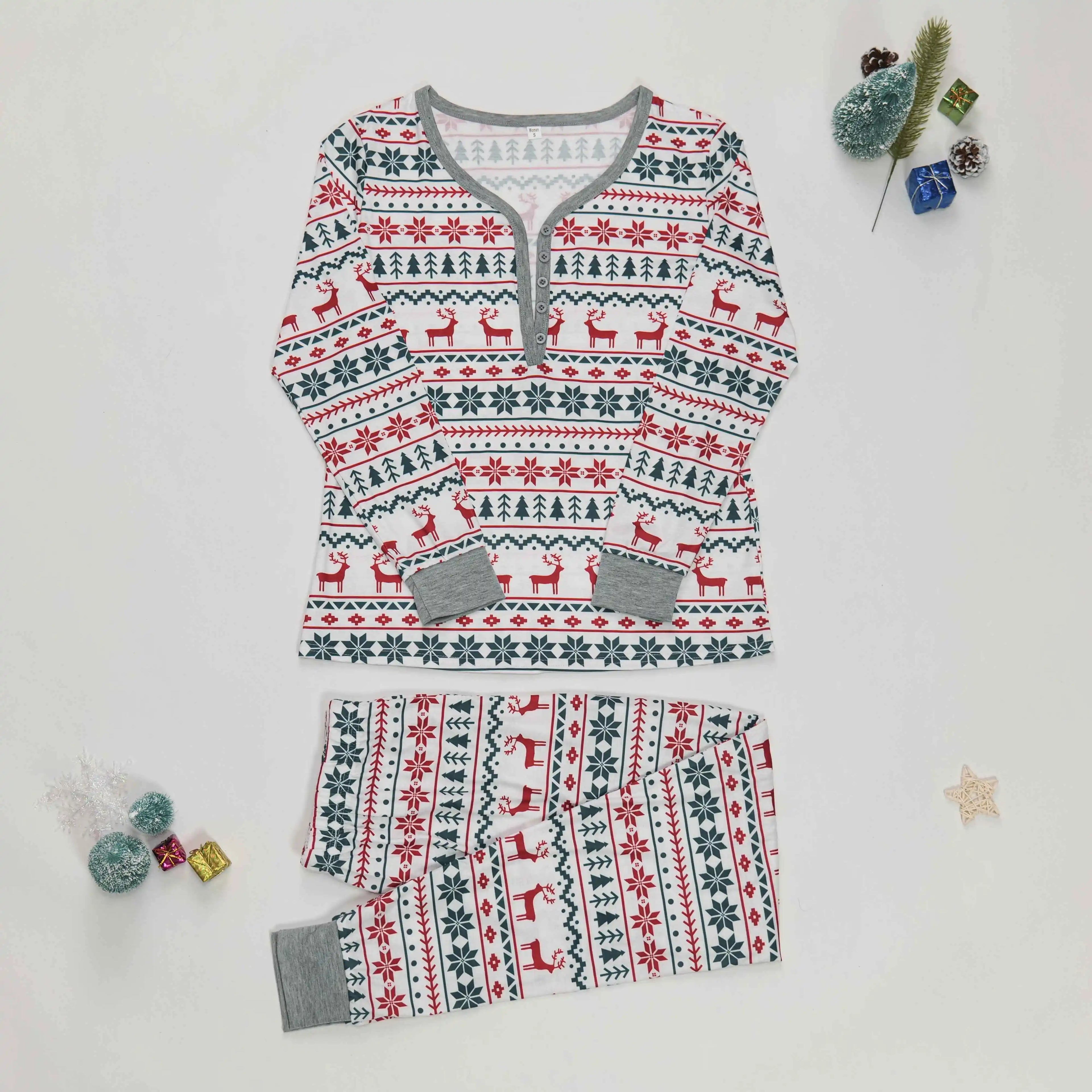 Christmas Family Pajamas Set Mom Daughter Dad Son Matching Outfits Cute All Over Print Homewear Boys Girls Pjs Xmas Look Pyjamas