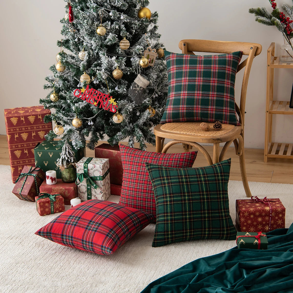 Housse de Coussin Ecossais - Noël