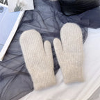 New Fashion Knitted Gloves Men's and Women's Double-layer Velvet Warm Rabbit Fur Winter Out Cold Simple 23*11CM