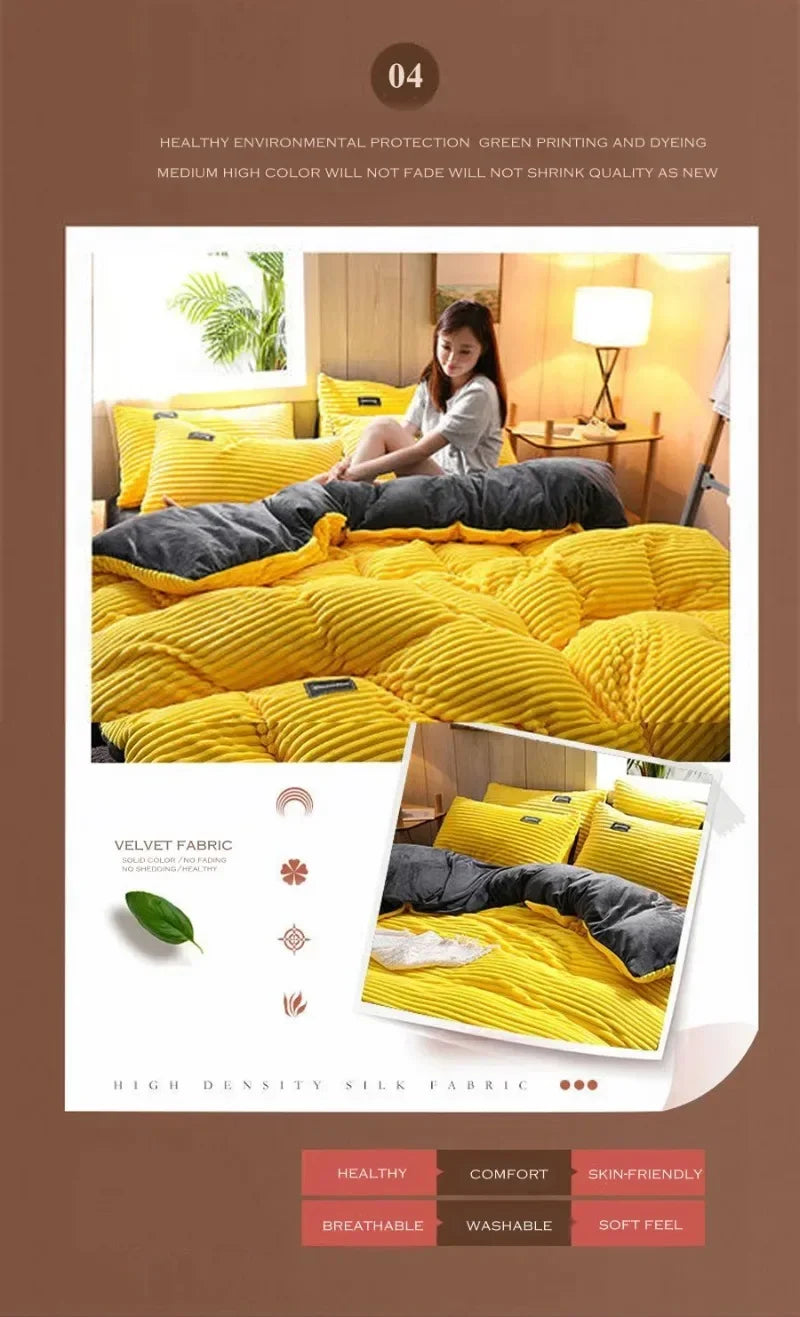 Winter Warm Velvet Duvet Cover Couple 2 People Double Quilt Cover 150/180/200/220 Bedding Twin Queen King Comforter Duvet Covers