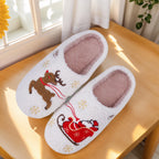 Winter Lovely Women Slippers Christmas Santa Claus Elk Plush Slippers Girls Fashion Indoor Slides Couples Soft Flat House Shoes