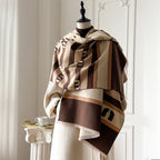 New Brand Elegance Two-Sided Print Scarf Soft Warm Fringe Pashmina Shawl Autumn and Winter Outdoor Coldproof Windproof Blanket