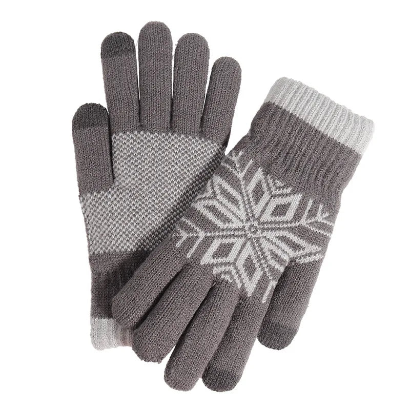 Christmas Double-layer Touch Screen Gloves Thickened Knitted Gloves Outdoor Winter Cold Resistant and Warm Gloves