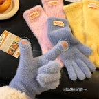 Winter Women's Gloves Thick Plush Knit Gloves Warm Velvet Mittens Solid Outdoor Ski Drive Touch Screen Gloves Christmas Gift