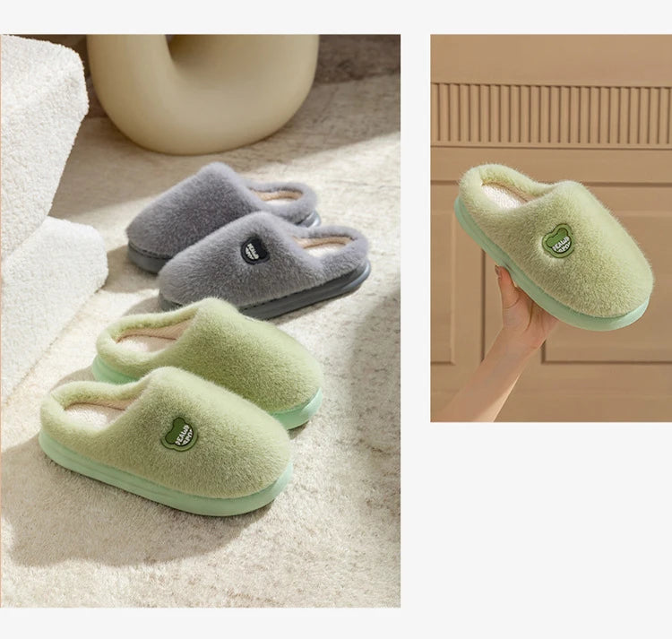 Winter Plush Couple Slippers for Men & Women Ultra Soft Memory Foam Cloud Comfort Non-Slip Thick Sole Indoor/Outdoor House Shoes