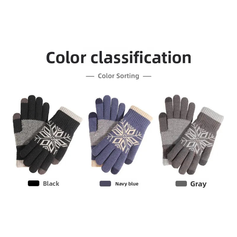 Christmas Double-layer Touch Screen Gloves Thickened Knitted Gloves Outdoor Winter Cold Resistant and Warm Gloves