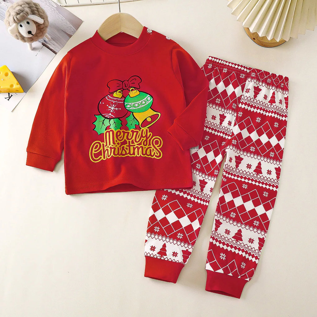 2025 Autumn Christmas Kids Cotton Pajama Set Long Sleeve Thermal Underwear for Boys and Girls Baby Homewear Clothes