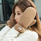 Plush Fluffy Gloves ColdProtection Windproof Thick Mittens Winter Warm Furry Gloves for Women Lovely Soft Outdoor Cycling Gloves