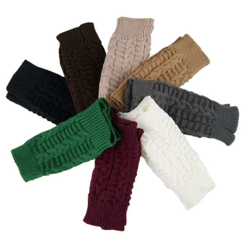 2024 New Women Long Fingerless Gloves Winter Mitten Knitted Warmer Arm Sleeve Thin Casual Soft Fingerless Unisex Gloves