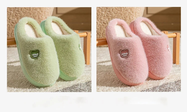 Winter Plush Couple Slippers for Men & Women Ultra Soft Memory Foam Cloud Comfort Non-Slip Thick Sole Indoor/Outdoor House Shoes