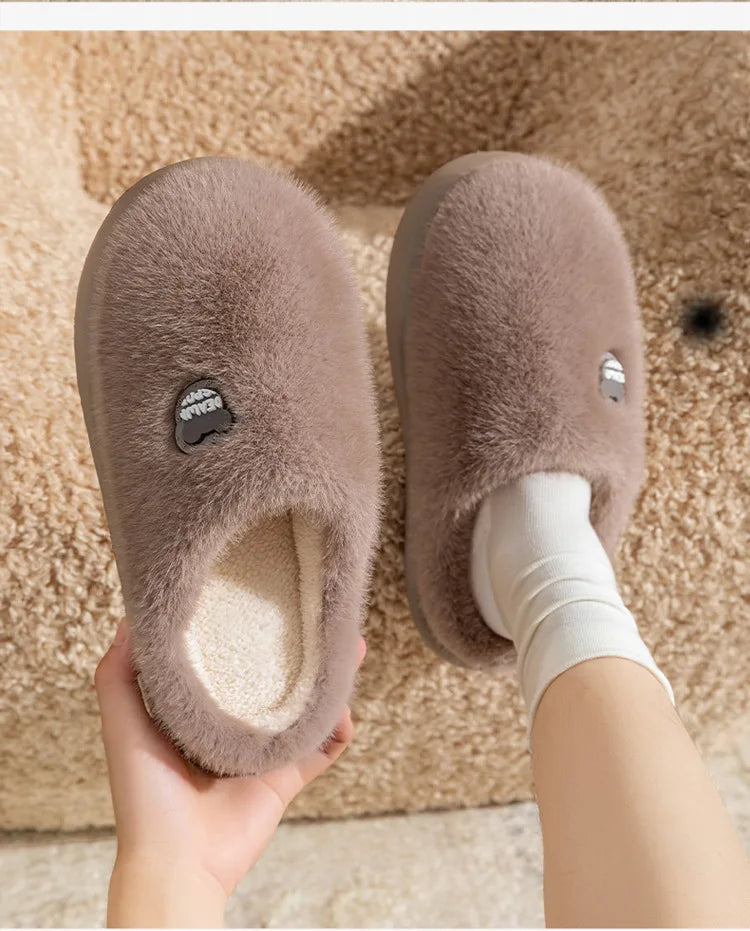 Winter Plush Couple Slippers for Men & Women Ultra Soft Memory Foam Cloud Comfort Non-Slip Thick Sole Indoor/Outdoor House Shoes
