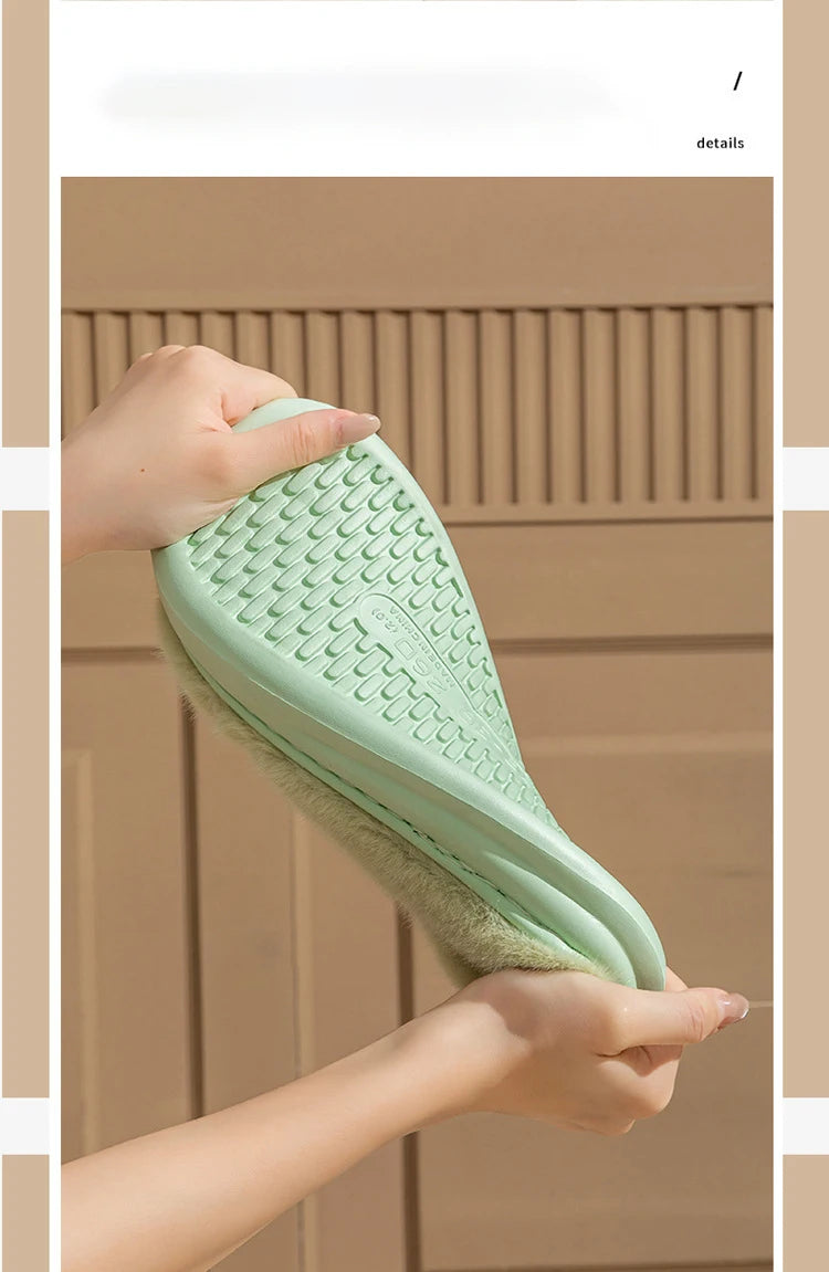 Winter Plush Couple Slippers for Men & Women Ultra Soft Memory Foam Cloud Comfort Non-Slip Thick Sole Indoor/Outdoor House Shoes