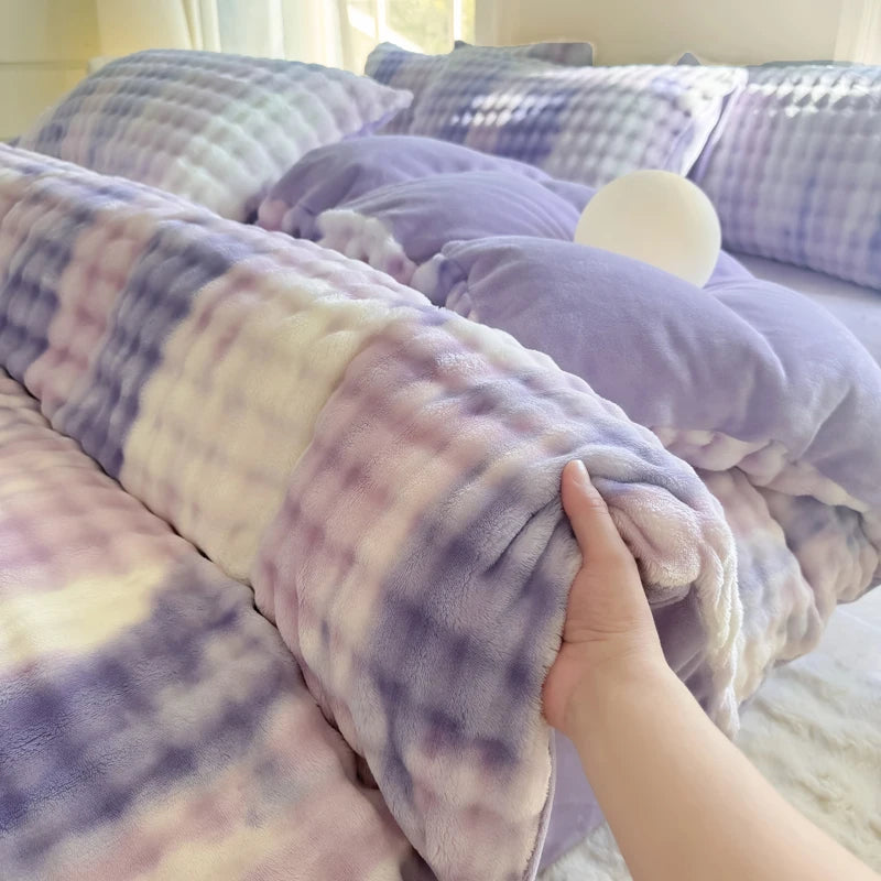 2025 New Class A Bubble Rabbit Fleece Quilt Cover  Thicken The Warm Duvet Cover in Autumn and Winter Skin-friendly Bedding