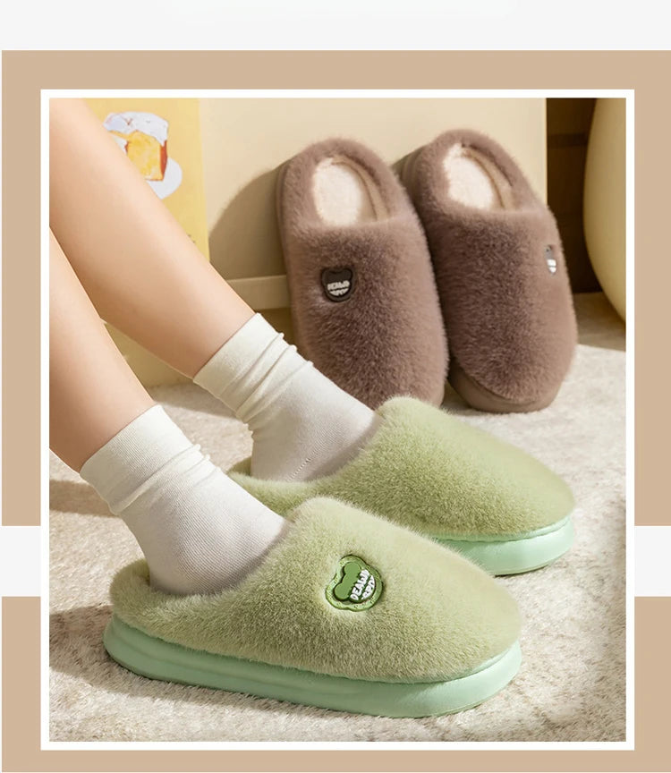 Winter Plush Couple Slippers for Men & Women Ultra Soft Memory Foam Cloud Comfort Non-Slip Thick Sole Indoor/Outdoor House Shoes