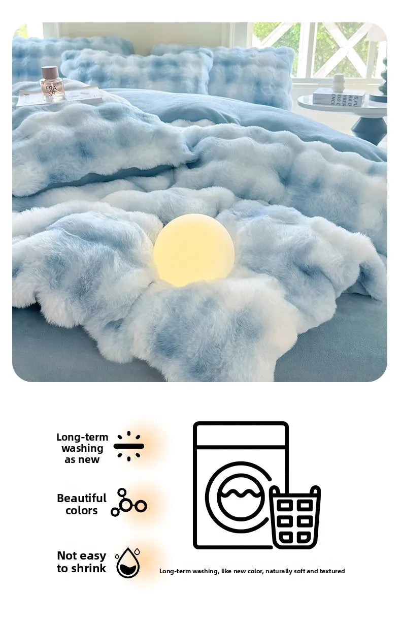 2025 New Class A Bubble Rabbit Fleece Quilt Cover  Thicken The Warm Duvet Cover in Autumn and Winter Skin-friendly Bedding