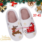 Winter Lovely Women Slippers Christmas Santa Claus Elk Plush Slippers Girls Fashion Indoor Slides Couples Soft Flat House Shoes