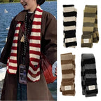 Red Stripe Soft Wool Knitted Scarf Women Winter Korean Thick Warm Scarf Fashion Y2K Harajuku Scarf Shawl Christmas New Year Gift