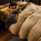 New Blue Milk Velvet Soft and Warm Duvet Cover Queen Size Double-Sided Plush Winter Blanket Bedding Luxury Duvet Cover