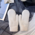 New Fashion Knitted Gloves Men's and Women's Double-layer Velvet Warm Rabbit Fur Winter Out Cold Simple 23*11CM