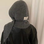 Korean Balaclava bonnet beanies y2k Hat scarf one-piece thickened warm retro Neck protection winter accessories knitted Law hat
