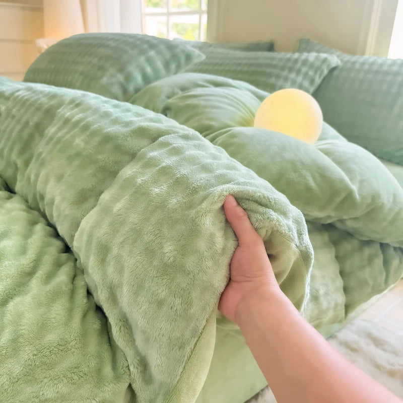 2025 New Class A Bubble Rabbit Fleece Quilt Cover  Thicken The Warm Duvet Cover in Autumn and Winter Skin-friendly Bedding