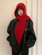 Korean Balaclava bonnet beanies y2k Hat scarf one-piece thickened warm retro Neck protection winter accessories knitted Law hat