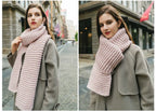 Hand Knitted Chunky Yarn Plain Scarf for Women Winter Thick Warm Soft Wool Like Scarf Fashion Long Scarves Casual Outdoor Travel