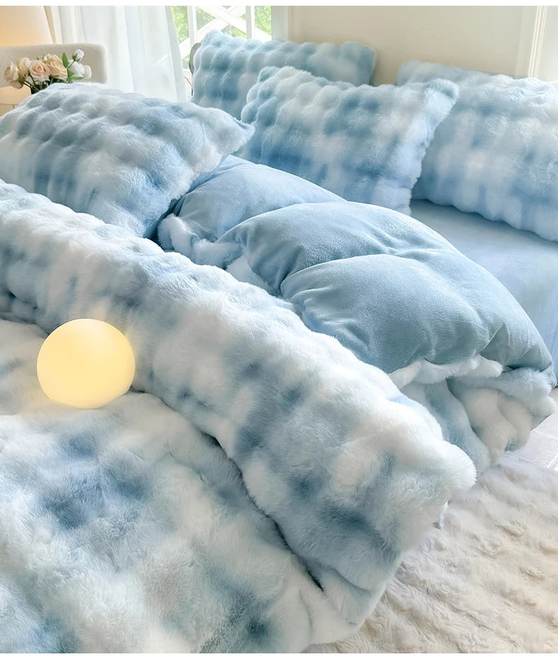 2025 New Class A Bubble Rabbit Fleece Quilt Cover  Thicken The Warm Duvet Cover in Autumn and Winter Skin-friendly Bedding