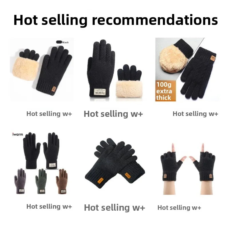 Christmas Double-layer Touch Screen Gloves Thickened Knitted Gloves Outdoor Winter Cold Resistant and Warm Gloves