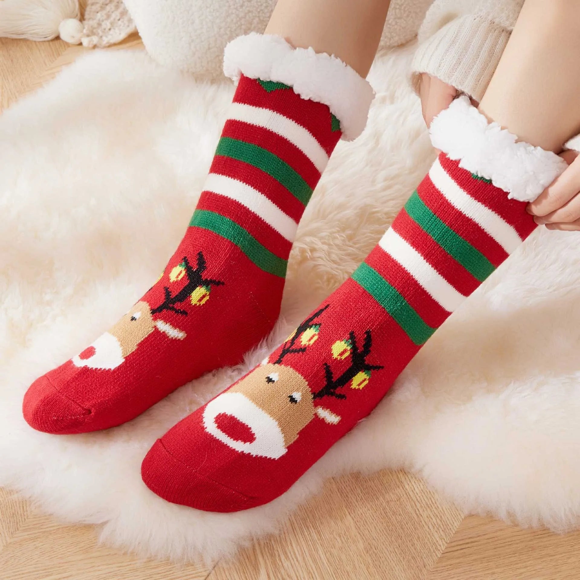 Christmas Elk Floor Socks Xmas Winter Fleece Sleeping Carpet socks Merry Christmas Gift Feliz Navidad Happy New Year 2026