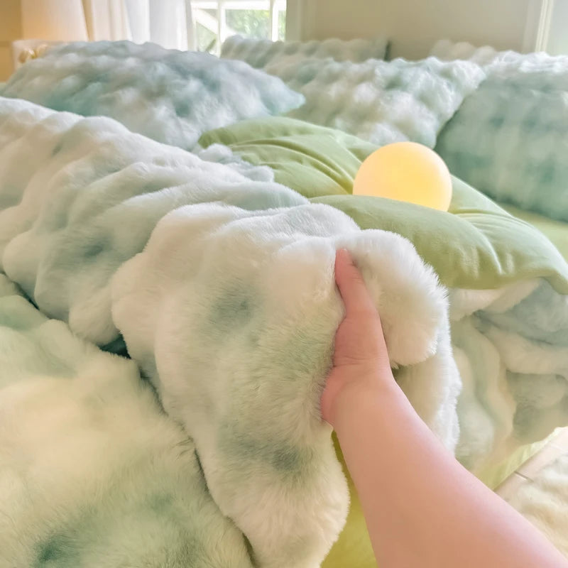 2025 New Class A Bubble Rabbit Fleece Quilt Cover  Thicken The Warm Duvet Cover in Autumn and Winter Skin-friendly Bedding
