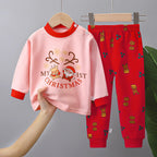 2025 Autumn Christmas Kids Cotton Pajama Set Long Sleeve Thermal Underwear for Boys and Girls Baby Homewear Clothes