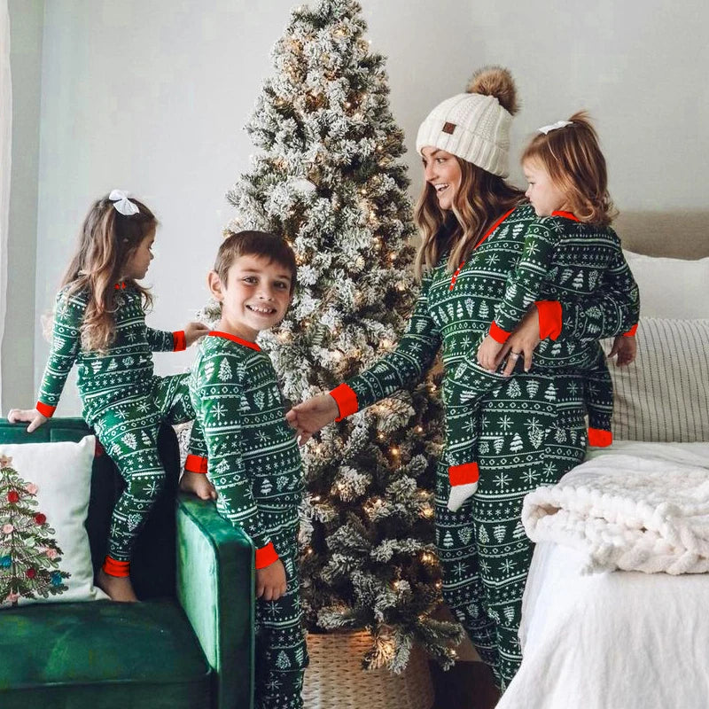 Christmas Family Pajamas Set Mom Daughter Dad Son Matching Outfits Cute All Over Print Homewear Boys Girls Pjs Xmas Look Pyjamas