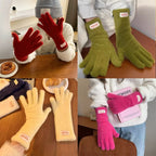 Winter Women's Gloves Thick Plush Knit Gloves Warm Velvet Mittens Solid Outdoor Ski Drive Touch Screen Gloves Christmas Gift