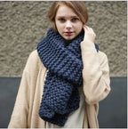 Hand Knitted Chunky Yarn Plain Scarf for Women Winter Thick Warm Soft Wool Like Scarf Fashion Long Scarves Casual Outdoor Travel