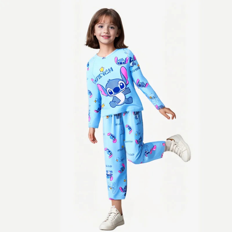 Kids Stitch Pajamas for Boys Girls Home Wear Kids Casual Sleepwear Long Sleeve Pajamas Bottoms Suit Christmas Gifts